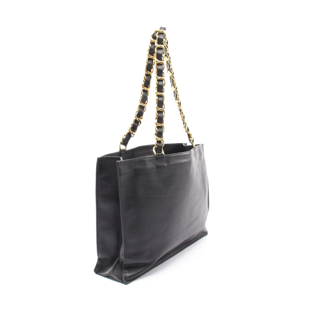 Chanel Coco Lambskin Sheepskin Black Tote Mark Bag Black
